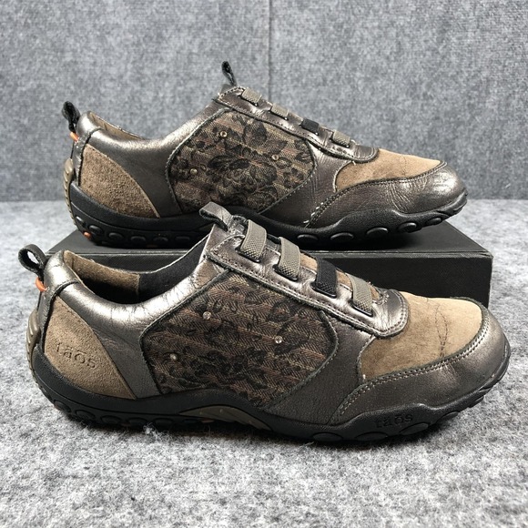 Taos‎ Shoes Womens Size 7 Brown Bronze Leather Slip On Bungee Comfort Sneakers - Picture 2 of 15